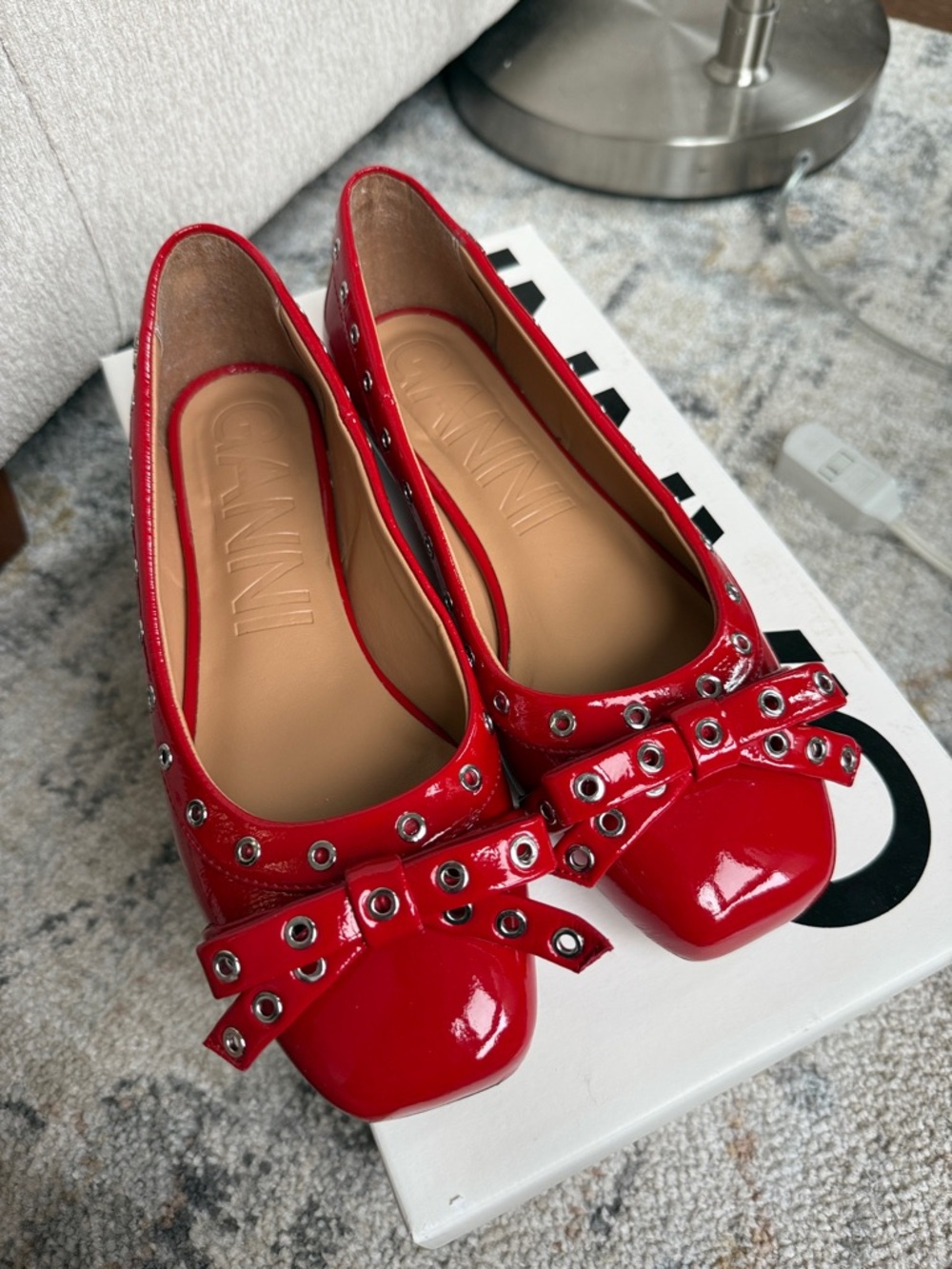 GANNI eyelet ballerina flats